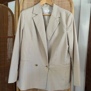 Mango pale yellow checked Plaid Blazer